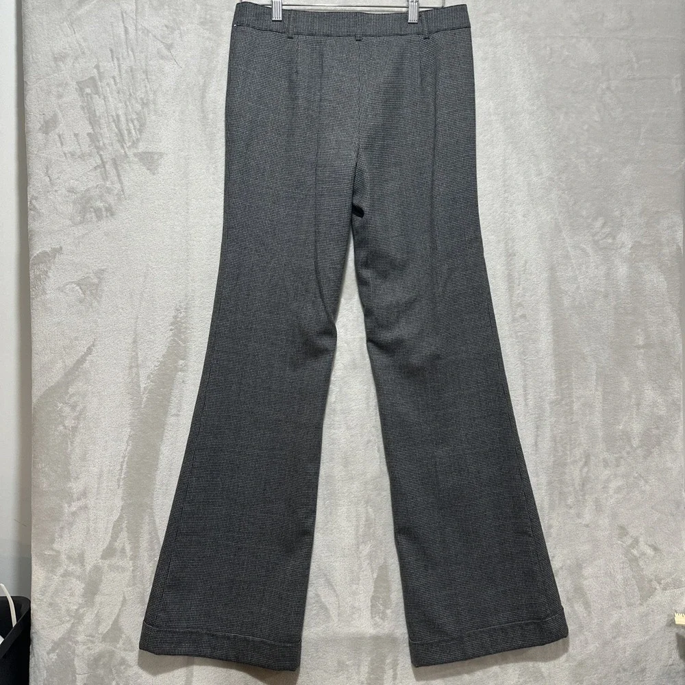 Tory‎ Burch Curtis Pants Size 4 Houndstooth Pattern Gray Flared Cuffed Hems NWT